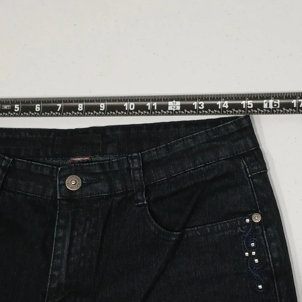Cos Jeans Women's Mid Rise Straight Leg Blue‎ Denim Embellished Rhinestone Bling